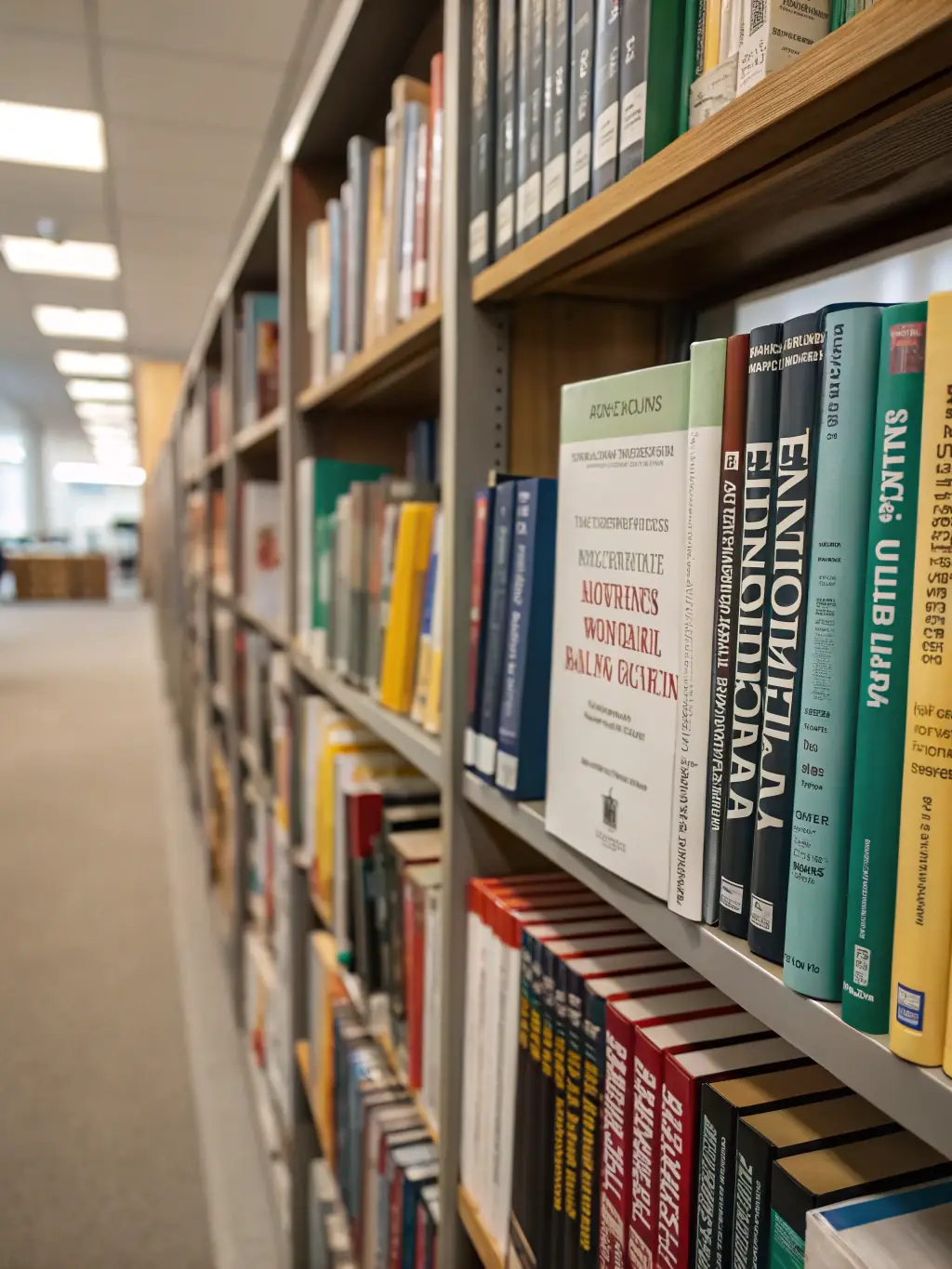 An image of a resource library filled with books, reports, and digital resources related to business and trade analysis.